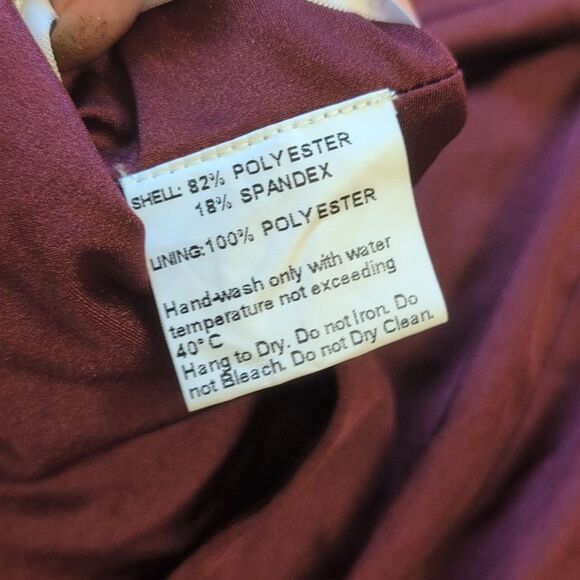 NWT Cynthia & Sahar Cascading Bow One Shoulder Satin Dress Cabernet Red L - Picture 7 of 16